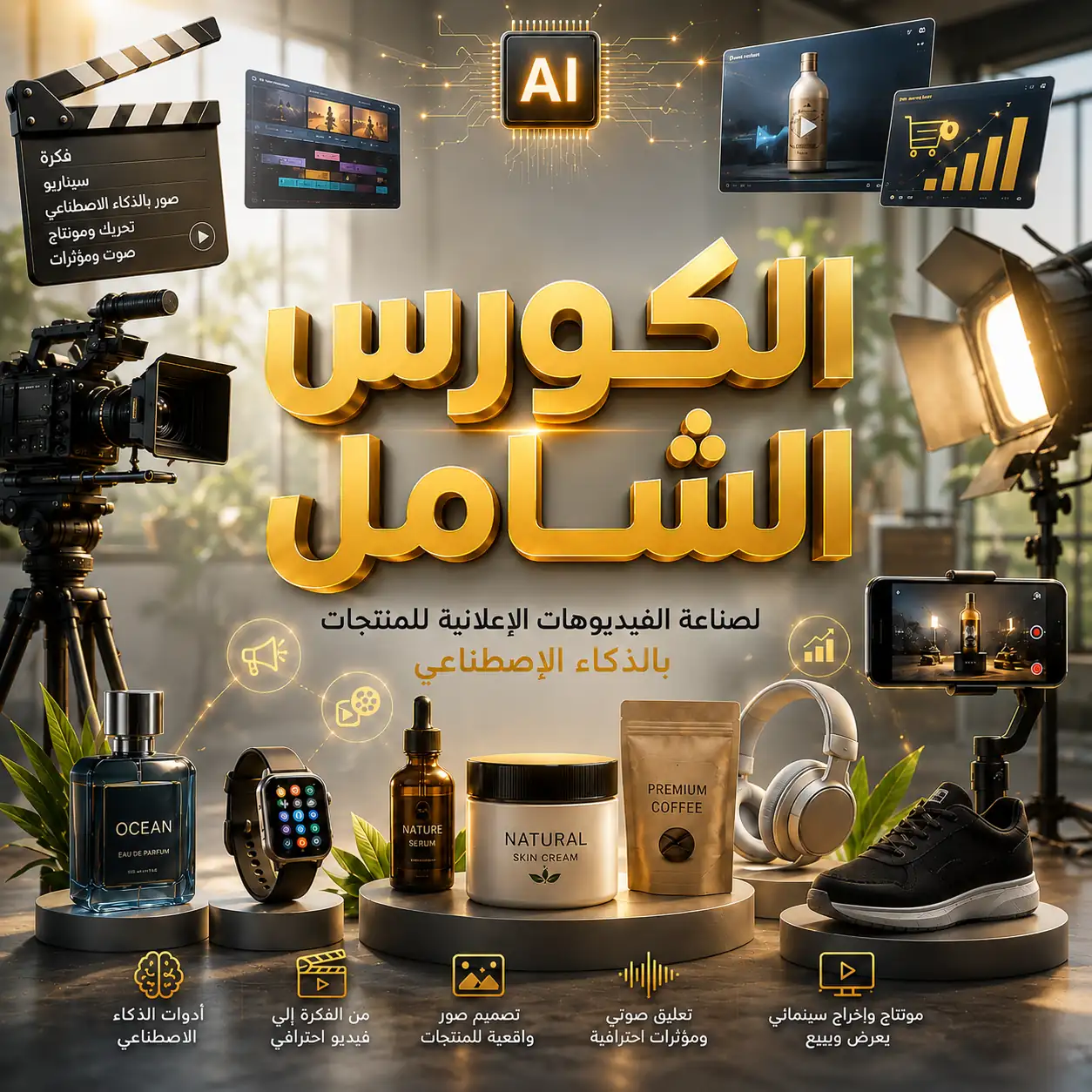 الكورس الشامل لصناعة الفيديوهات الاعلانية للمنتجات بالذكاء الاصطناعي